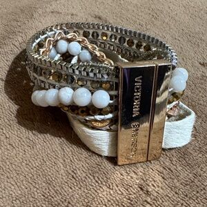 Victoria Emerson Silver and White Beaded Bracelet